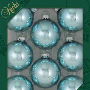 Sky Blue Shiny Boxed Christmas Ornaments - set of 8
